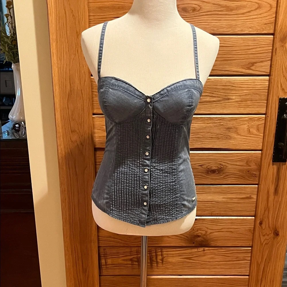 Guess Blue Camisole with Button Detail - Picture 1 of 5